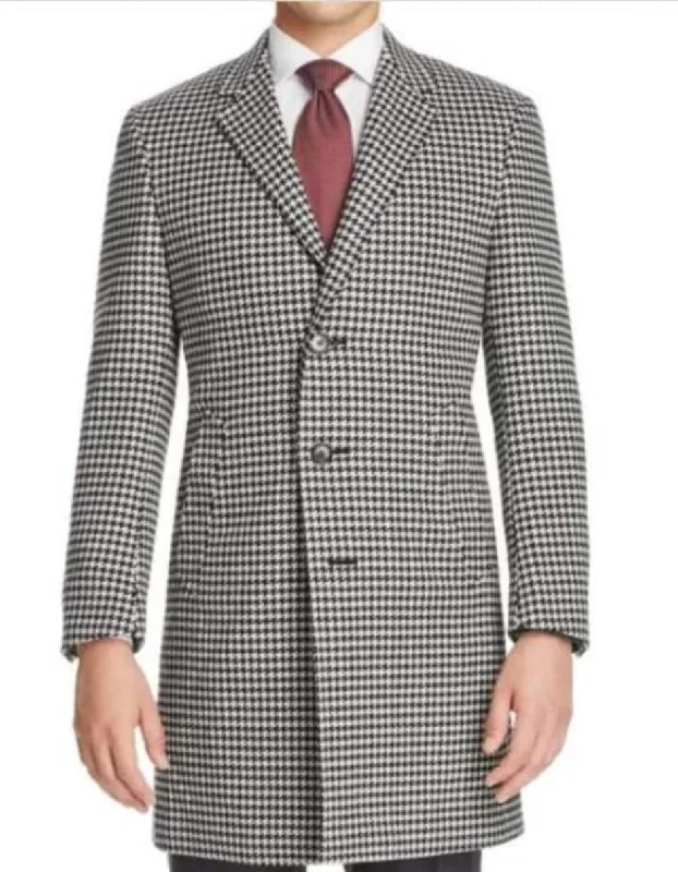 Stylish Looks Mens Overcoat - Topcoat For Men - Winter Fabric - Mens Black White Houndstooth Wool men's Overcoat - Mens Topcoat Stylish Looks Mens Overcoat - Topcoat For Men - Winter Fabric - Mens Black White Houndstooth Wool men's Overcoat - Mens Topcoat