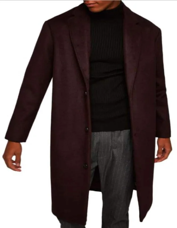Cool Streetwear Mens Overcoat - Topcoat For Men - Winter Fabric - Men's Burgundy ~ Wine ~ Maroon Overcoats Cool Streetwear Mens Overcoat - Topcoat For Men - Winter Fabric - Men's Burgundy ~ Wine ~ Maroon Overcoats