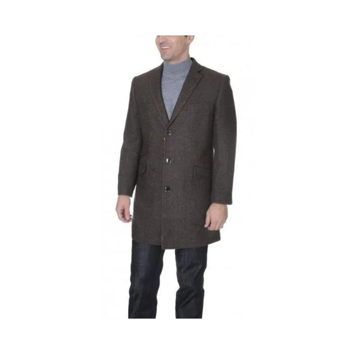 Sporty Footwear Mens Brown Overcoat - Long Brown Coat - Dark Brown Top coat