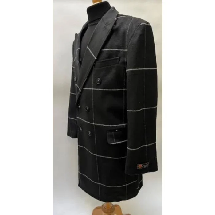 Practical Shirts Black Mens Plaid Overcoat - Plaid Topcoats