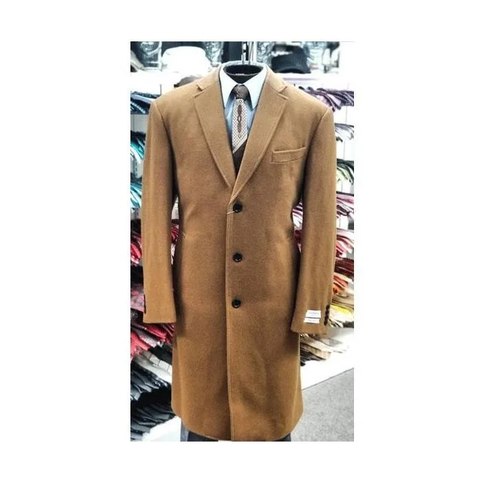 Trendy Layers Light brown Men's Overcoat - Long Brown Coat -Brown Top coat