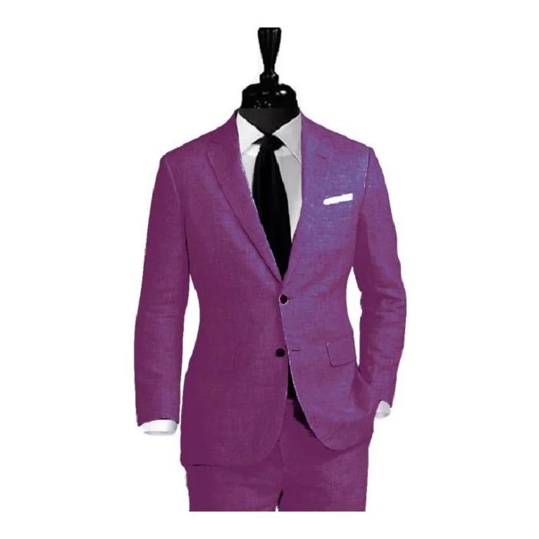 Casual Layers Alberto Nardoni Purple Two Button Linen Suit Overcoat