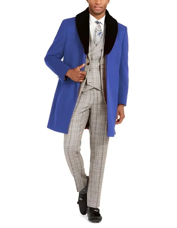 Street Fashion Mens Overcoat - Topcoat For Men - Winter Fabric - Men's Faux-fur shawl collar Overcoat Three Quarter Length Coat