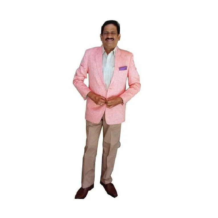 Fashionable Pants Pink Single Breasted Alberto Nardoni Linen Suit Overcoat