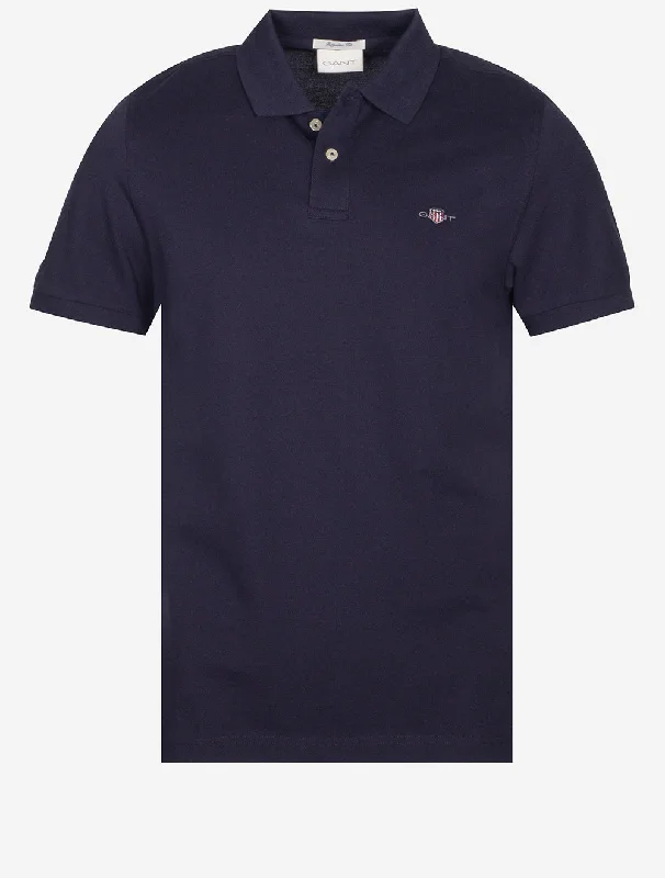 Smart Outfits Regular Shield Short Sleeve Pique Polo Evening Blue