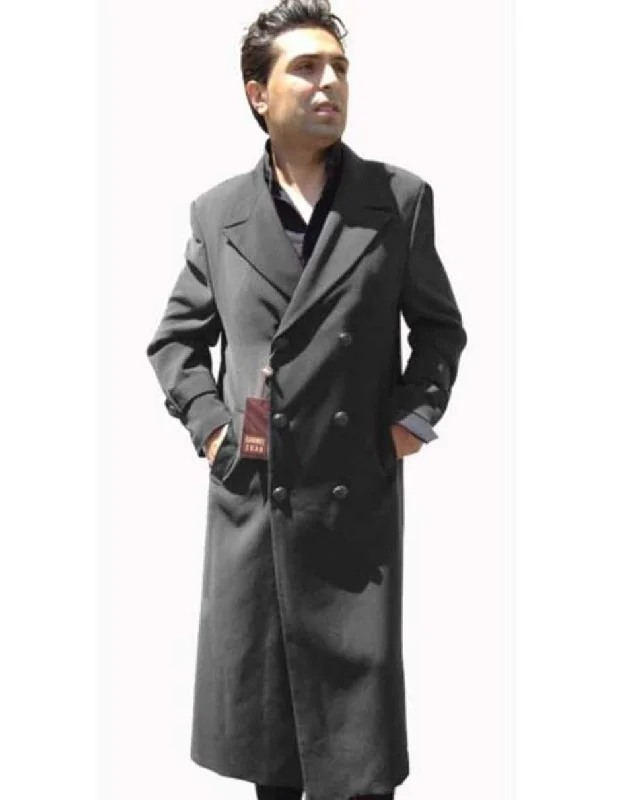 Relaxed Wearables Mens Overcoat - Topcoat For Men - Winter Fabric - Double Breasted Dark Charcoal Grey Buttons Closure Overcoat Relaxed Wearables Mens Overcoat - Topcoat For Men - Winter Fabric - Double Breasted Dark Charcoal Grey Buttons Closure Overcoat