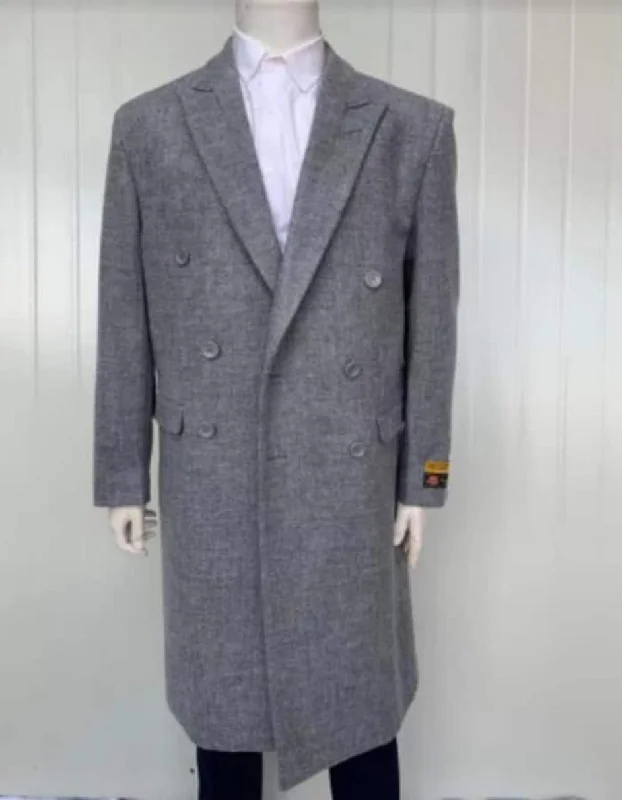 Relaxed Jackets Mens Overcoat - Topcoat For Men - Winter Fabric- Mens Cashmere Blend Grey Coat Full length - Cashmere Overcoat