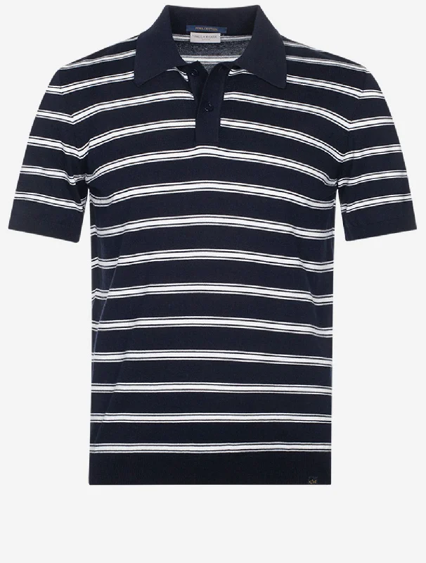 Outdoor Essentials Knitted Polo Shirt Navy