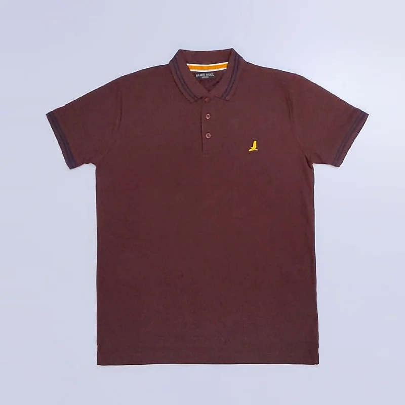 Effortless Gear BS - Men 'Burgundy' With Collar Stripe Slim Fit Polo BS79