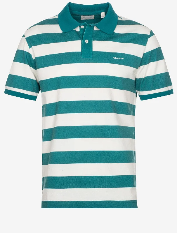Outdoor Outfits Heavy Washed Striped Polo Ocean Turquosie