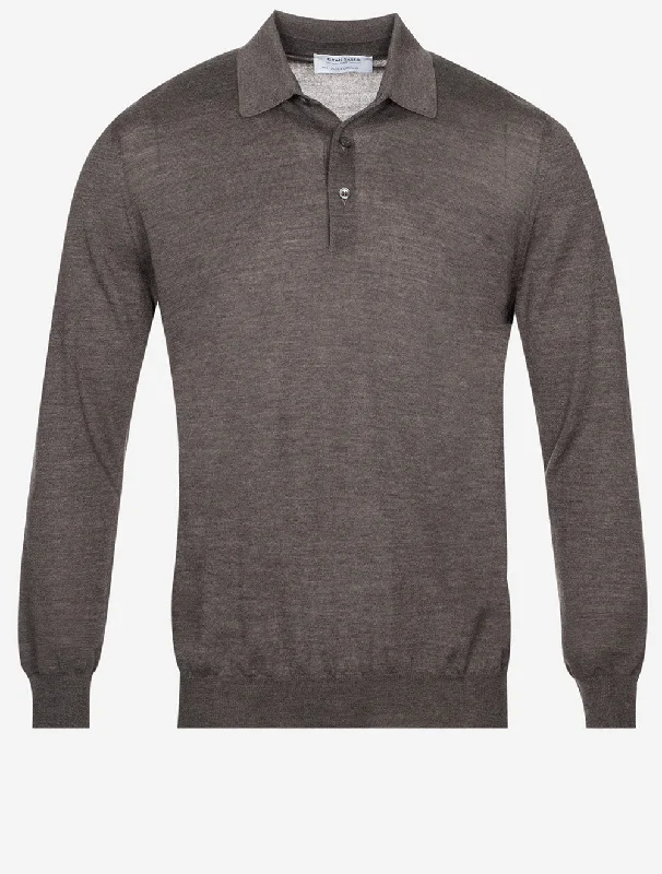 Casual Essentials Tennis Polo Long Sleeve Brown