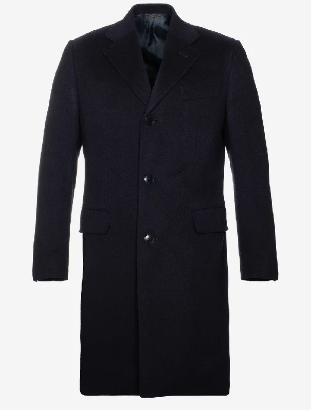 Urban Outfits Wool and Cashmere Overcoat Navy