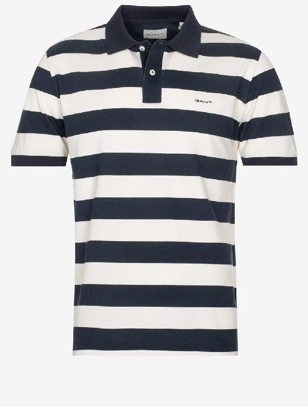Stylish Layers Heavy Washed Striped Polo Evening Blue