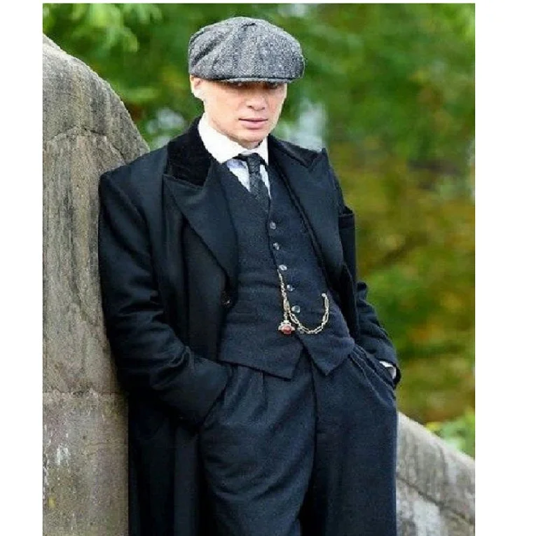 Warm Outerwear Brand New Quality Peaky Blinders Style Tweed Vested Peaky Blinders Suit - Peaky Blinders     Outfit + Overcoat + Hat