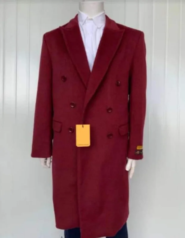 Relaxed Fits Mens Overcoat - Topcoat For Men - Winter Fabric - Six Button Mens Cashmere Blend Burgundy Coat Full length - Cashmere Overcoat Relaxed Fits Mens Overcoat - Topcoat For Men - Winter Fabric - Six Button Mens Cashmere Blend Burgundy Coat Full length - Cashmere Overcoat