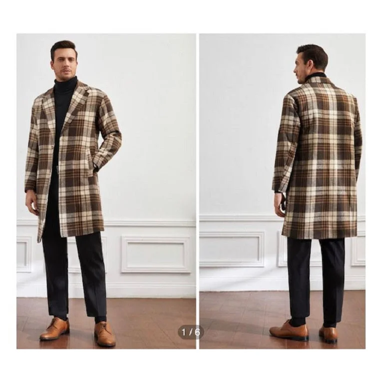 Relaxed Footwear Mens Plaid Overcoat