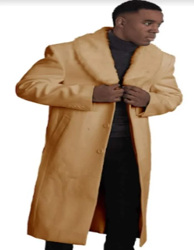Timeless Style Mens Overcoat - Topcoat For Men - Winter Fabric - Mens Overcoat With Fur Collar - Camel Topcoat Timeless Style Mens Overcoat - Topcoat For Men - Winter Fabric - Mens Overcoat With Fur Collar - Camel Topcoat