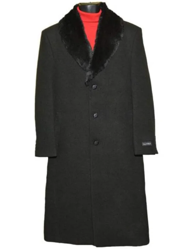 Casual Denim Mens Overcoat - Topcoat For Men - Winter Fabric - Men's Fur Collar Black 3 Button Wool Ankle length Overcoat Casual Denim Mens Overcoat - Topcoat For Men - Winter Fabric - Men's Fur Collar Black 3 Button Wool Ankle length Overcoat