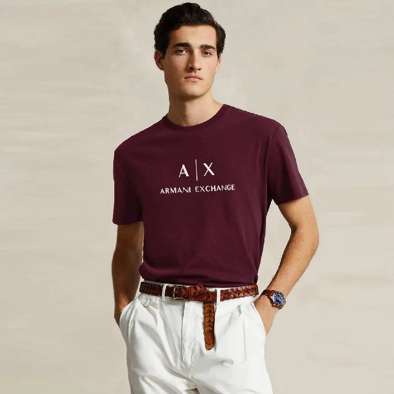 Soft Jackets AX - Men 'Burgundy' Armani Exchange Printed Logo T-Shirt AX773