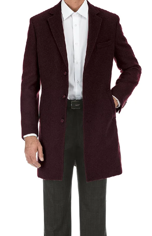 Trendy Hoodies English Laundry Burgundy Fall/Winter Essential Slim Fit Overcoat Wool Blend