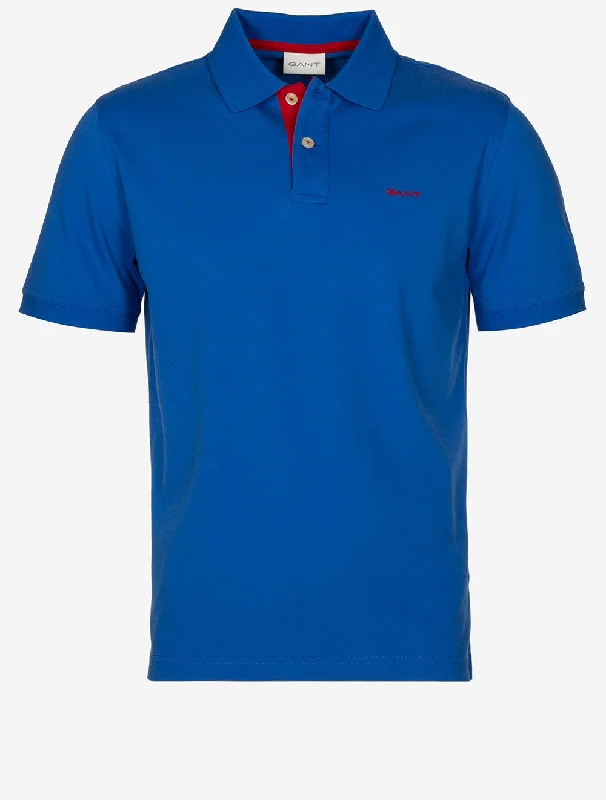 Effortless Comfort Regular Contrast Pique Short Sleeve Polo Shirt Lapis Blue