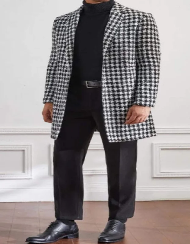 Soft Materials Mens Overcoat - Topcoat For Men - Winter Fabric - Men Houndstooth Lapel Collar Non Stretch Fabric Overcoat Soft Materials Mens Overcoat - Topcoat For Men - Winter Fabric - Men Houndstooth Lapel Collar Non Stretch Fabric Overcoat