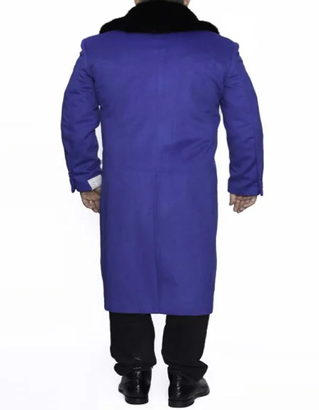 Warm Wear Mens Overcoat - Topcoat For Men - Winter Fabric - Removable Fur Collar Full Length Ankle length Wool Dress Top Coat / Overcoat In Royal Blue - Mens Overcoat Warm Wear Mens Overcoat - Topcoat For Men - Winter Fabric - Removable Fur Collar Full Length Ankle length Wool Dress Top Coat / Overcoat In Royal Blue - Mens Overcoat