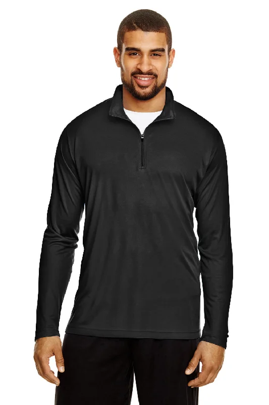 Active Essentials Team 365 Mens Zone Performance Moisture Wicking 1/4 Zip Sweatshirt - Black