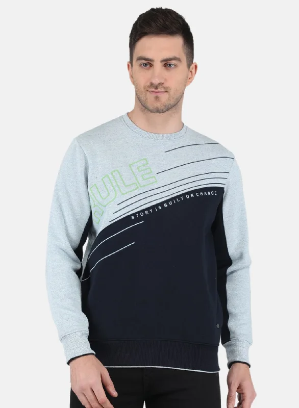 Cozy Looks Men Blue Solid Sweatshirt