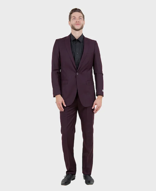 Flexible Wear Burgundy One Button Slim Fit Suit