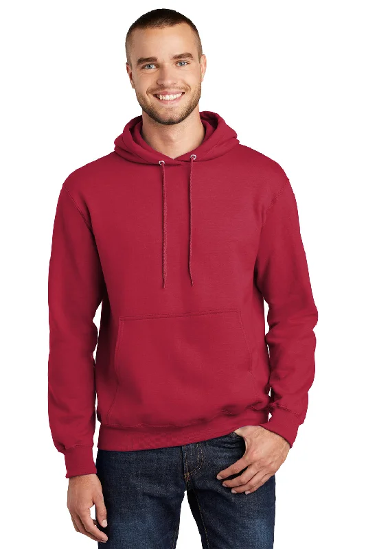 Street Casuals Port & Company Mens Essential Pill Resistant Fleece Hooded Sweatshirt Hoodie w/ Pouch Pocket - Red Street Casuals Port & Company Mens Essential Pill Resistant Fleece Hooded Sweatshirt Hoodie w/ Pouch Pocket - Red