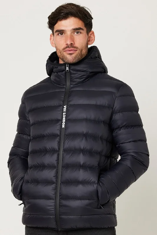 Cool Streetwear Holford Puffer Jacket - Black