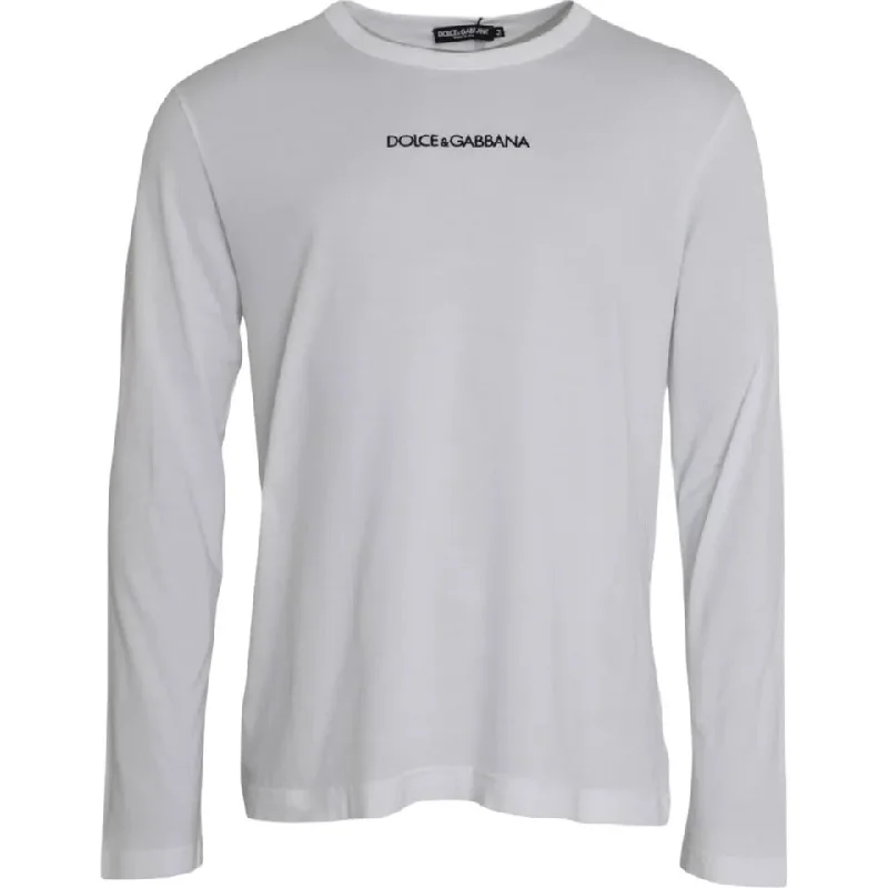 Casual Denim Dolce & Gabbana Logo Cotton Crew Neck Pullover Men's Sweater