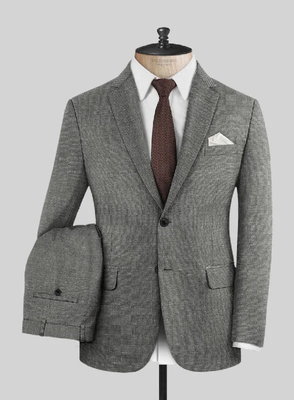 Comfortable Wearables London Loom Gray Twill Wool Silk Linen Suit