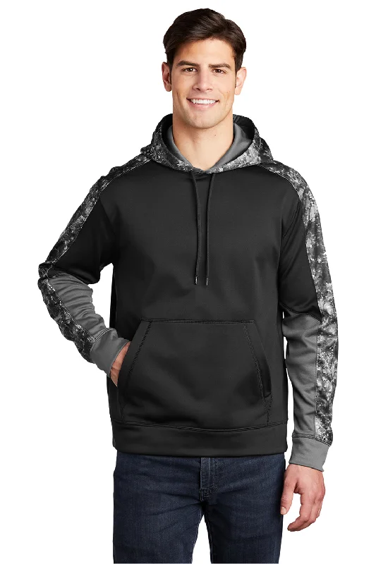 Casual Knitwear Sport-Tek Mens Sport-Wick Mineral Freeze Moisture Wicking Fleece Hooded Sweatshirt Hoodie w/ Pouch Pocket - Black