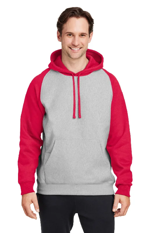 Urban Wear Team 365 Mens Zone HydroSport Water Resistant Colorblock Hooded Sweatshirt Hoodie w/ Pouch Pocket - Heather Grey/Red Urban Wear Team 365 Mens Zone HydroSport Water Resistant Colorblock Hooded Sweatshirt Hoodie w/ Pouch Pocket - Heather Grey/Red