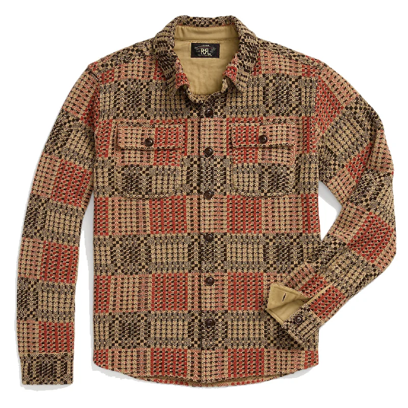 Fashion Comfort RRL by Ralph Lauren Wool Jacquard Overshirt Jumper Red/Black/Tan