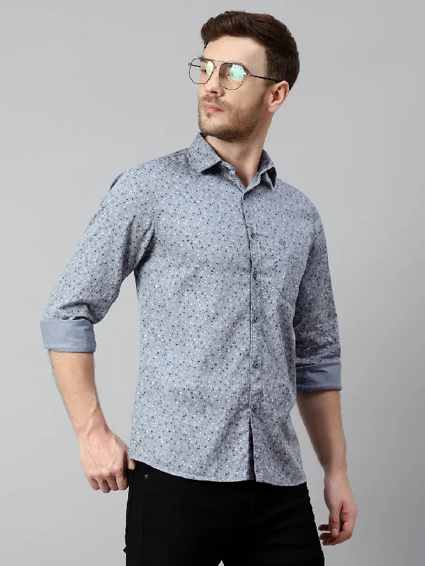 Cool Gear Men's Light Grey Casual Floral Print Full Sleeve Shirt