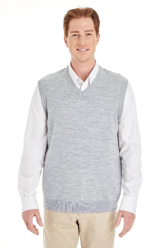 Street Gear Harriton Mens Pilbloc Pill Resistant V-Neck Sweater Vest - Heather Grey