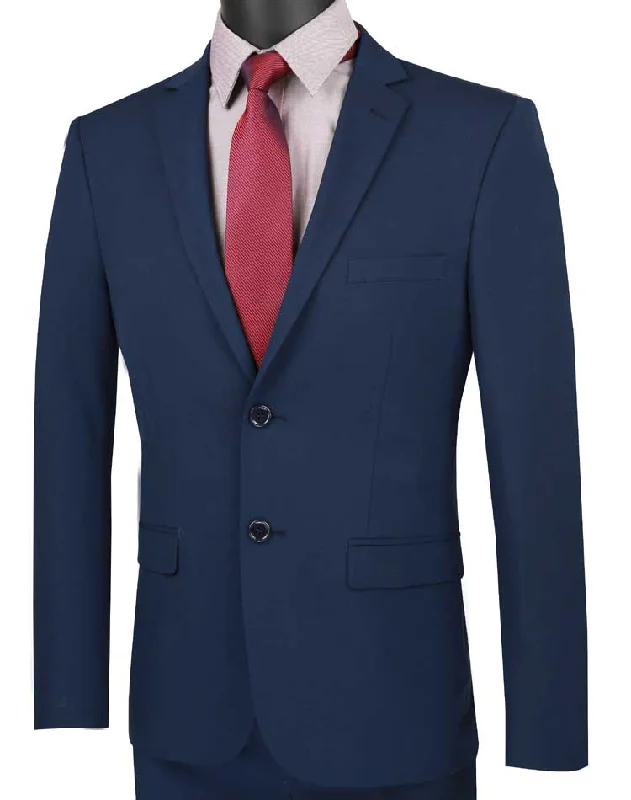 Stylish Hoodies Navy Ultra Slim Fit Suit 2 Buttons 2 Piece