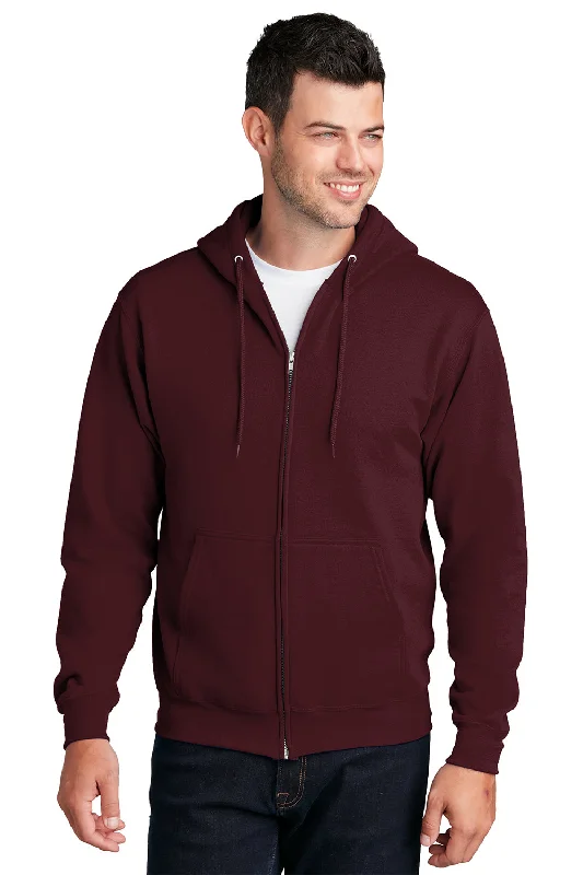 Urban Gear Port & Company Mens Core Pill Resistant Fleece Full Zip Hooded Sweatshirt Hoodie w/ Pockets - Maroon Urban Gear Port & Company Mens Core Pill Resistant Fleece Full Zip Hooded Sweatshirt Hoodie w/ Pockets - Maroon