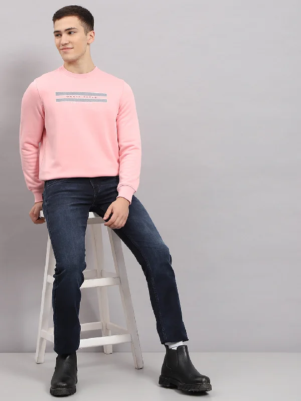 Urban Outfits Men Pink Printed Round Neck Full Sleeve Sweatshirt