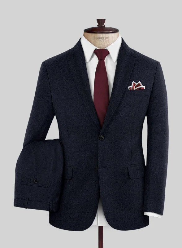 Comfy Outerwear Scabal Sapphire Herringbone Blue Wool Suit