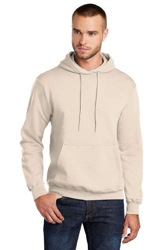 Warm Essentials Port & Company Mens Core Pill Resistant Fleece Hooded Sweatshirt Hoodie w/ Pouch Pocket - Natural Warm Essentials Port & Company Mens Core Pill Resistant Fleece Hooded Sweatshirt Hoodie w/ Pouch Pocket - Natural