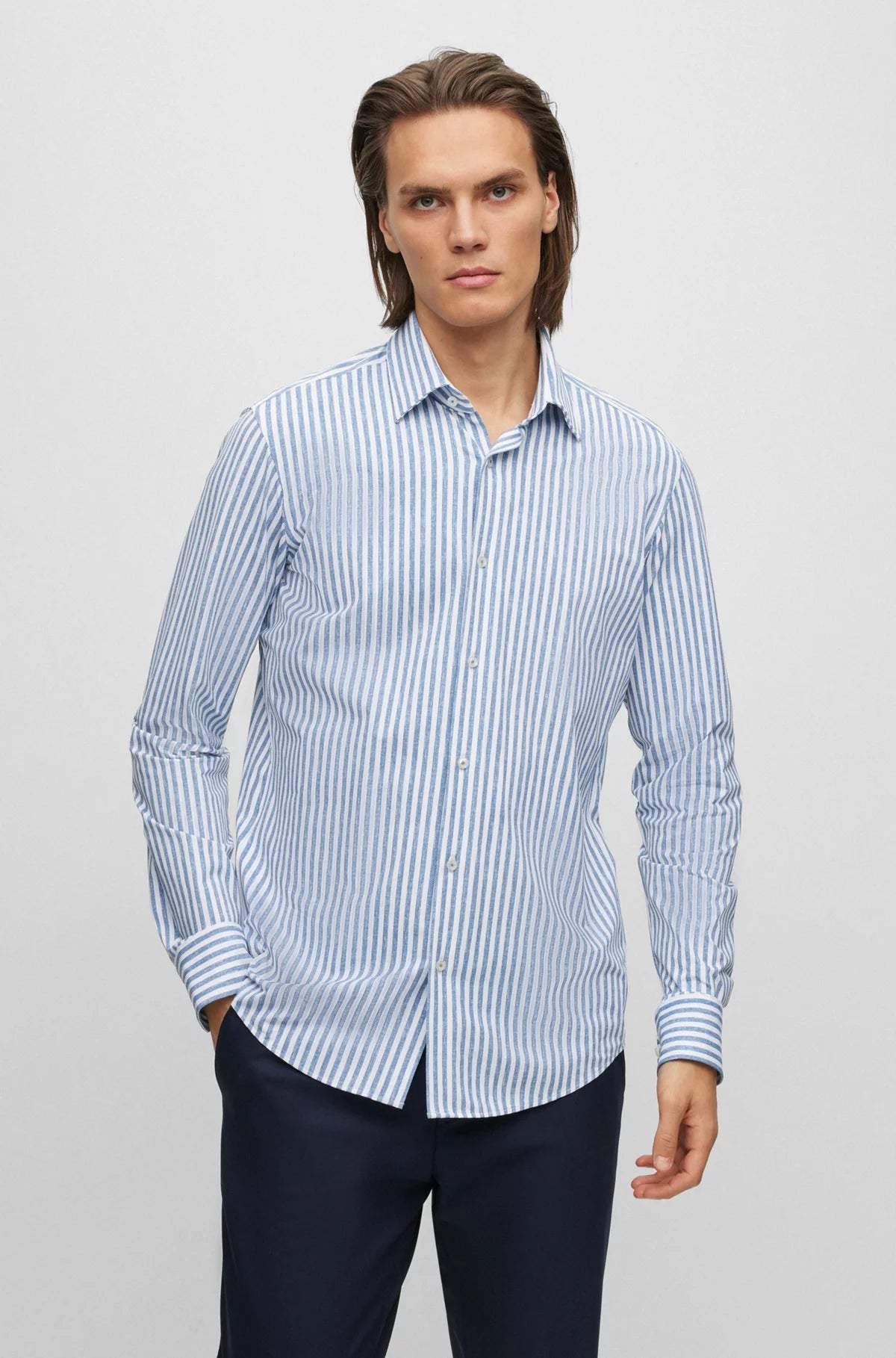 Cozy Basics P-Joe Regular-Fit Shirt In Striped Performance - Stretch 50490411