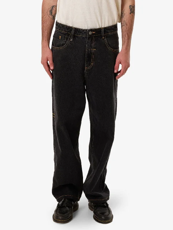 Simple Comfort Big Slacker Denim Jean - Black Bull