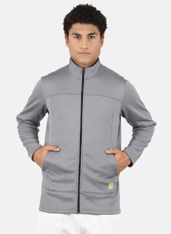 Casual Denim Men Grey Solid Sweatshirt