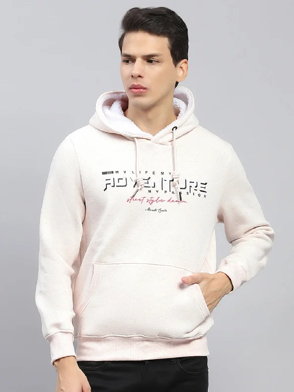 Comfy Hoodies Men Pink Printed Hooded Full Sleeve Sweatshirt