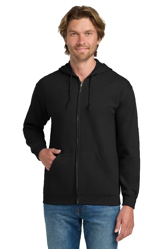 Basic Fashion Gildan Mens Pill Resistant Full Zip Hooded Sweatshirt Hoodie w/ Pockets - Black Basic Fashion Gildan Mens Pill Resistant Full Zip Hooded Sweatshirt Hoodie w/ Pockets - Black