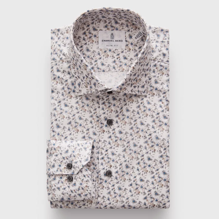 Relaxed Looks Floral Printed Long Sleeve Sport Shirt 1860E